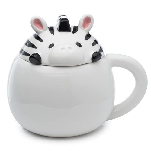 Brightium Tasse - Keramiktasse im Zebra-Design mit Deckel, ideal, um die Temperatur zu halten und einen schönen Touch in Ihrem Zuhause zu bieten. von Brightium