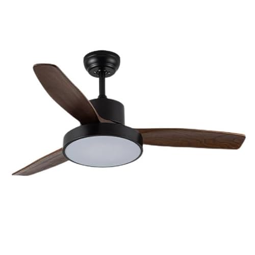 Brightium Ventilator DC Kavala 48 W, Schwarz, mit 3 Flügeln aus Eiche, 4078 lm, bietet 6 Geschwindigkeiten, Fernbedienung, Speicher und Timer sowie 3 Lichtoptionen: 3000, 4000 und 6000 K. von Brightium