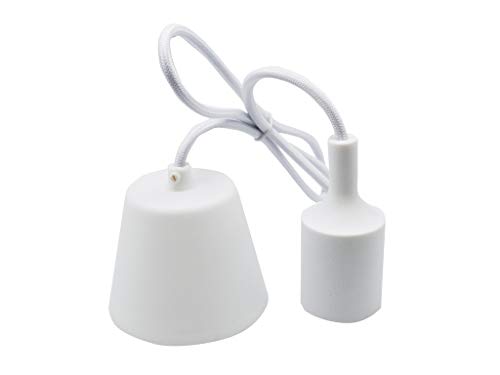 E27-Lampenfassung aus weißem Silikon mit 1 m langem Kabel und Blüte. Ideal für die stilvolle Beleuchtung von Räumen, bietet ein funktionales und modernes Design für Ihre Dekorationsprojekte. von Brightium