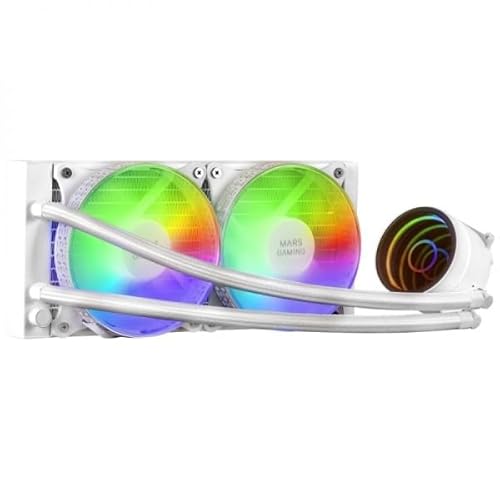 Flüssigkeitskühlungsset, Leistung 400 W, Infinity-Spiegel FRGB, OPTI-Chamber-Pumpe, FDB-leise, universelle Kompatibilität, Weiß von Brightium