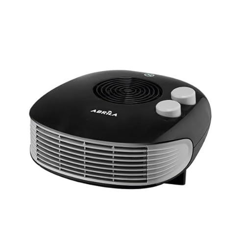 Horizontaler Thermoventilator Candil 2000 W in elegantem Schwarz, mit 3 Funktionen und verstellbarem Thermostat. Verfügt über 2 Leistungsstufen und Maße von 10 x 24,5 x 26,5 cm. Ideal für Ihren von Brightium