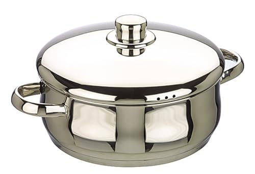 Kochtopf – Edelstahl-Kasserolle mit Deckel, 24 cm, hervorragend zum Kochen, robust und langlebig, leicht zu reinigen und zu pflegen. von Brightium