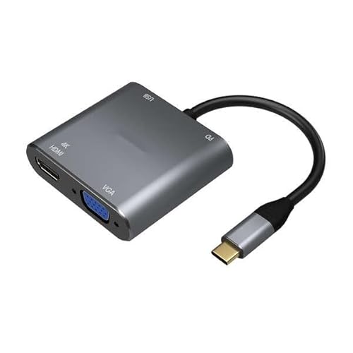 Konverter USB-C auf VGA/HDMI 4K, 3 Ports, 15 cm Kabel, mit USB 3.0 und USB-C PD, Grau Konverter USB-C auf VGA/HDMI 4K, 3 Ports, 15 cm Kabel, mit USB 3.0 und USB-C PD, Grau von Brightium