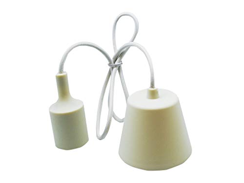 Lampenfassung mit 1 m langem Kabel und E27 Silikonblüte in Elfenbein. Ideal, um Ihren Räumen einen eleganten und modernen Touch zu verleihen und Funktionalität und ästhetisches Design zu kombinieren. von Brightium