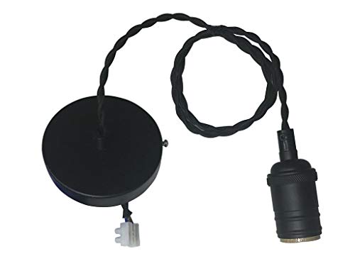 Set E27 Lampenfassung schwarz mit 1 Meter Textilkabel und Blüte, ideal für individuelle Leuchten und Innendekoration. von Brightium