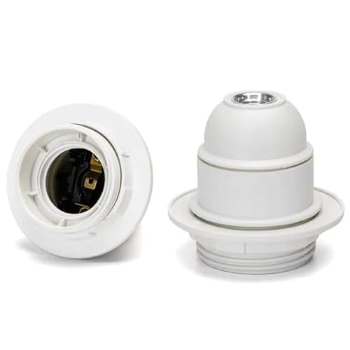 Lampenfassung: Selbstsichernde Lampenfassung aus Kunststoff, E27, halbes Gewinde, weiß, ideal für die Sicherung einer korrekten elektrischen Verbindung. von Brightium