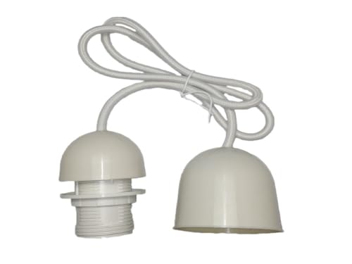 Lampenfassungs-Set mit Kabel und Rose, E27-Gewinde, 1 Meter lang, elfenbeinfarben. Ideal, um Ihren Räumen einen eleganten und modernen Touch zu verleihen, perfekt für Ihre Dekorationsprojekte. von Brightium
