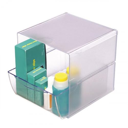 Modularer Organizer, transparent, mit Einer Schublade von 16,5 x 14,5 x 7 cm, ideal für die Aufbewahrung und Organisation Kleiner Gegenstände zu Hause oder im Büro von Brightium