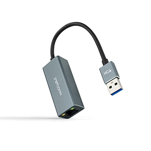 USB3.0-auf-Ethernet-Konverter-Netzwerkadapter mit GB-Verbindung für Geschwindigkeiten von bis zu 1000 Mbit/s. Kompaktes und tragbares Design in Grau, mit einem 15 cm langen Kabel USB3.0-auf-Ethernet-Konverter-Netzwerkadapter mit GB-Verbindung für Geschwindigkeiten von bis zu 1000 Mbit/s. Kompaktes und tragbares Design in Grau, mit einem 15 cm langen Kabel von Brightium