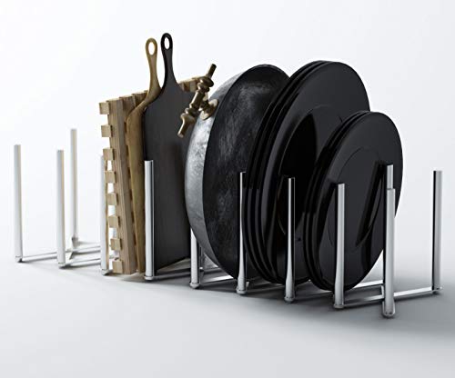 brightmaison BGT Stal Topf- und Pfannen-Organizer für Schrank, Topfdeckel und Tellerhalter, verstellbare Küchen-Organisationseinheit, Edelstahl, 8 Abschnitte von Brightmaison