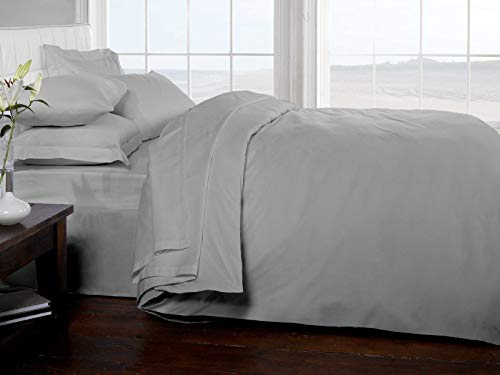 Brighton Hill Silberfarbener Bettbezug aus 100 % ägyptischer Baumwolle für Einzelbetten mit Fadenzahl 200. von Brighton Hill