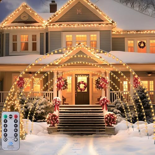 5 Stück Lichterbogen Außen Deko - Warmweiß Glanz mit 8 Modi für Hochzeit, Urlaub, Hinterhofspaß und Eingangs-Eleganz von Brightown