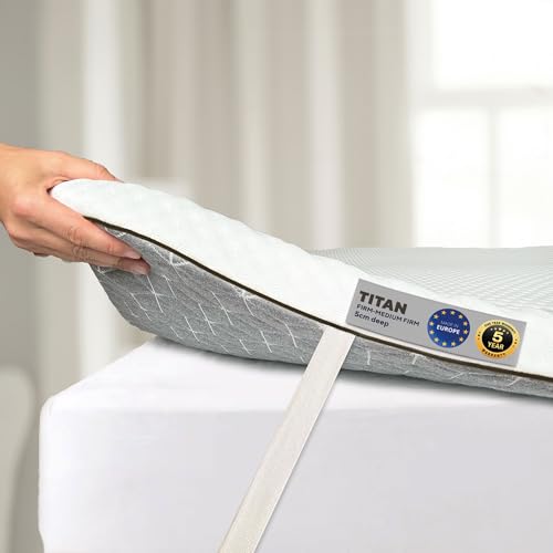 Brightr Titan 2-in-1 Fester Topper 200x200cm | H3 & H4 (2 in 1) | Lindert Rückenschmerzen | Atmungsaktiver Schaum | Kühlend, Waschbarer Bezug | für weiche oder alte Matratzen | 5cm von Brightr