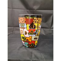 Handbemalte Vase Im Stil Hundertwasser, Seltene Form, Porzellanmanufaktur Tettau. Höhe Ca. 15.8 cm, Unikat von BrigitteKreativ