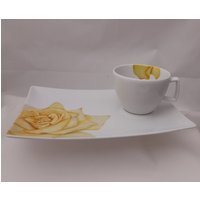 Kaffeegedeck -Handbemalt - , 2-Teilig, Bürogedeck, Mug Mit Rechteckiger Platte Etc von BrigitteKreativ