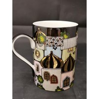 Mug, Bürotasse, Becher -Handbemalt - Im Stil Hundertwasser, Unikat von BrigitteKreativ