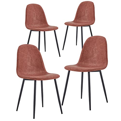 BRIGROS La voglia di fare WeHome 4er Set Stoffstühle Bella Metallbeine und Stoffsitz, geeignet für Esszimmer, Wohnzimmer, Bar, Wartezimmer, Büro, Moderne Räume (Brown, Kunstleder) von Brigros