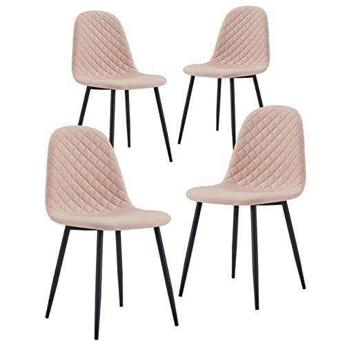 Brigros WeHome 4er Set Stoffstuhl Bella mit Metallbeinen und Stoffsitz, geeignet für Esszimmer, Wohnzimmer, Bar, Wartezimmer, Büro, Moderne Räume (Sand, Gesteppt) von Brigros
