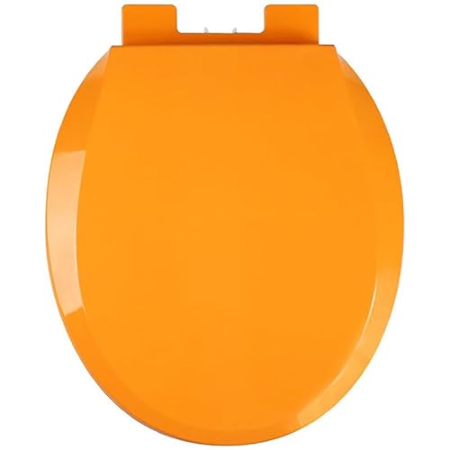 16,5" Toilettensitz Rund, Geräuschlos Leise Toilettensitze Mit Langsam Schließendem Toilettendeckel, Einfache Installation Und Sauber Bleiben, Langlebiger WC-Sitz Aus PP-Material, Orange von Brigtviee