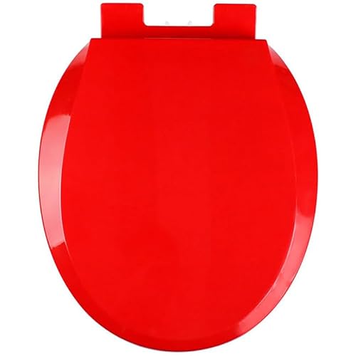 16,5" Toilettensitz Rund, Geräuschlos Leise Toilettensitze Mit Langsam Schließendem Toilettendeckel, Einfache Installation Und Sauber Bleiben, Langlebiger WC-Sitz Aus PP-Material, Rot von Brigtviee