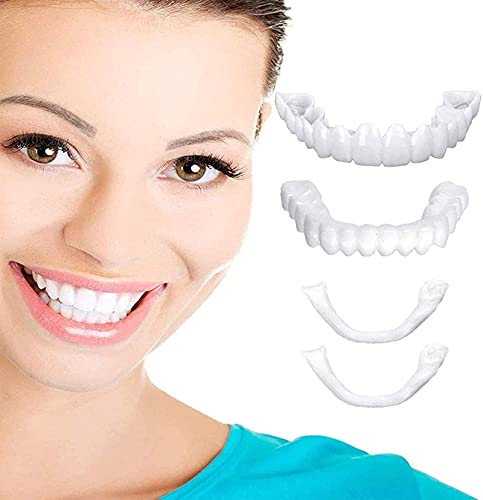 Brigtviee 1 Paar Zahnschiene, Zähne Zum Aufstecken, Sofortige Furniere Zähne, Oben und Unten Temporäre Prothesen Zähne, Provisorischer Zahnersatz, Kosmetische Veneers Zähne für Männer Frauen von Brigtviee