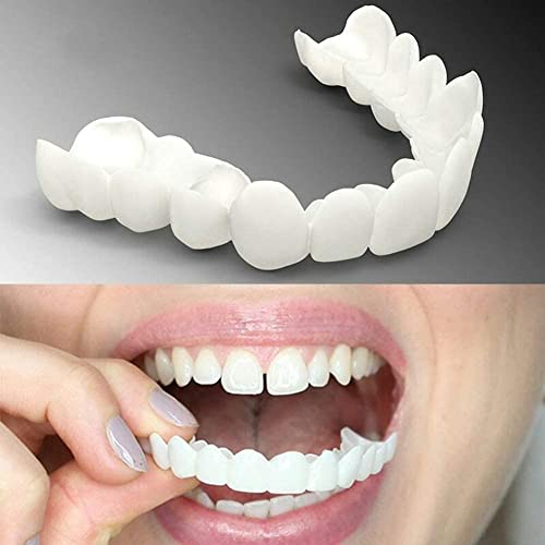 Brigtviee 2 Paare Obere Und Untere Zähne Veneers Instant Veneers Zahnaufhellung, Einstellbar Für Fehlende Zähne Temporäre Prothese Kosmetische Komfort Fit Snap-On Quick Fit Prothesen von Brigtviee