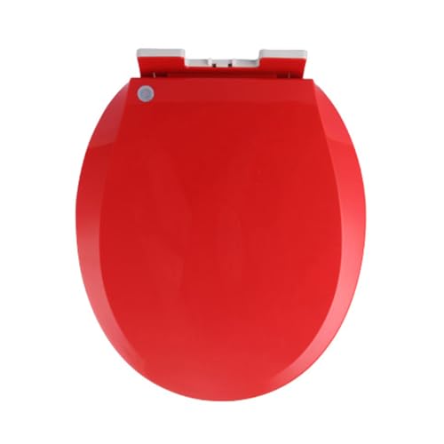 Brigtviee Toilettendeckel WC Sitz ohne Absenkautomatik, Toilettensitz aus PP, Klodeckel mit Schnellverschluss, Leicht zu Reinigen, O-Form WC Deckel mit 150kg Belastbarkeit,Rot,36x41cm von Brigtviee