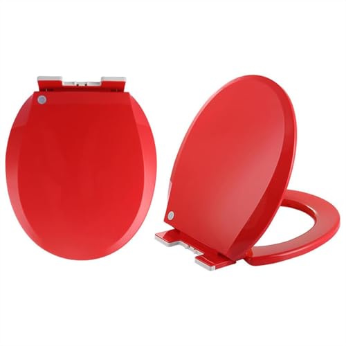 Brigtviee Wc Sitz, Klodeckel Mit Absenkautomatik, Toilettendeckel,Abnehmbare Klobrille, Farbiger Toilettensitz,Pp-Material Wc Brille, Duroplast, Oval 41 X 36 cm,Rot von Brigtviee