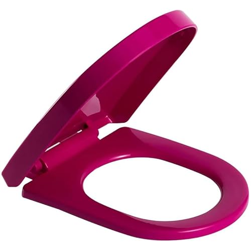 D-Förmiger WC Sitz, Geräuscharmer Toilettensitz Mit Absenkautomatik Und Schnellverschluss Für Einfache Reinigung, Langlebiger Toilettendeckel Mit Verstellbaren Scharnieren, Fuchsia von Brigtviee