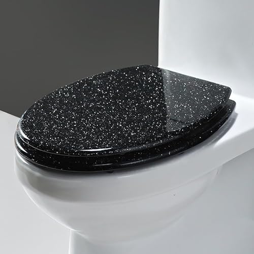 Glitzernder Toilettensitz Aus Kunstharz, Leiser WC-Sitz Mit Klodeckel Langsamem Schließen Und Verstellbarem Scharnier, Schnellverschluss Toilettendeckel Für Leicht Zu Reinigenden, Schwarz Glitzernder Toilettensitz Aus Kunstharz, Leiser WC-Sitz Mit Klodeckel Langsamem Schließen Und Verstellbarem Scharnier, Schnellverschluss Toilettendeckel Für Leicht Zu Reinigenden, Schwarz von Brigtviee