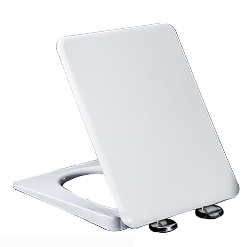 Toilettendeckel - WC Sitz mit Absenkautomatik - Toilettensitz mit Quick-Release Funktion - Klodeckel Klobrille Quadratischer - Weiß WC Deckel aus PP - Leicht zu Reinigen - 45x35.5cm von Brigtviee