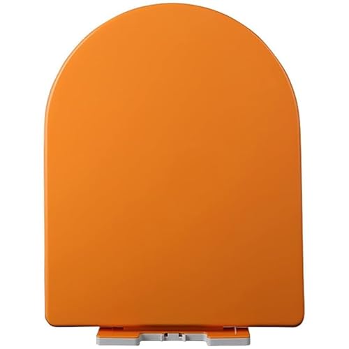 U-Förmiger Toilettendeckel Verlängert, Leiser Toilettensitz Mit Langsam Schließendem WC-Sitz, Einfach Zu Montieren Und Zu Reinigen, Langlebiges PP Farbenfroher Klodeckel, Orange von Brigtviee