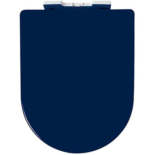 Universelle WC Sitz in D-Form, Leiser Nicht Zuknallen Der Toilettensitz Mit Langsam Schließendem Toilettendeckel, Einfach Zu Montieren, Farbenfroher Toilettensitz Aus PP, Marineblau von Brigtviee
