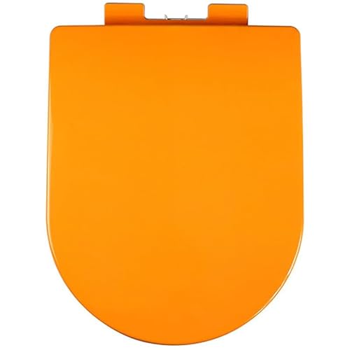 Universelle WC Sitz in D-Form, Leiser Nicht Zuknallen Der Toilettensitz Mit Langsam Schließendem Toilettendeckel, Einfach Zu Montieren, Farbenfroher Toilettensitz Aus PP, Orange von Brigtviee
