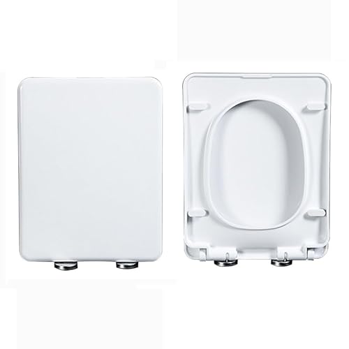 WC-Sitz aus PP, Toilettendeckel mit Absenkautomatik, Quadratischer Klodeckel Toilettensitz WC Deckel mit Quick-Release-Funktion, Einfach zu Montieren und zu Reinigen, Weiß, 45x35.5cm von Brigtviee