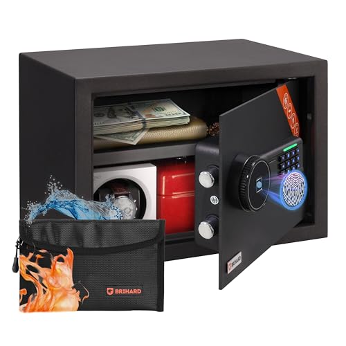 Brihard Biometrischer Safe E14602B – 2-in-1 Digitale Tastatur und Fingerabdruck – Home Tresor 25 cm x 35 cm x 25 cm (H x B x T) – Anti-Bump Lock elektronische Sicherheitsbox – LED-Anzeigen – von Brihard