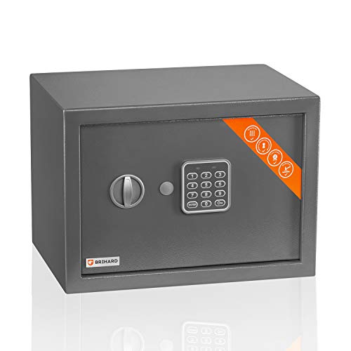 Brihard Familien Safe Elektronischer - 25x35x25cm Codesafe - Haussicherheitsbox mit Digitalem Zahlenschloss, LED-Bildschirm und Herausnehmbarer Ablage von Brihard