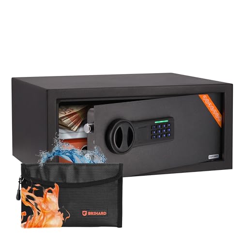 Brihard Laptop Electronic Safe - 20x43x35cm Computer Security Box with Digital Keypad Lock LED Screen - Code Safe for Laptop 15 inch - Titanium Grey von Brihard