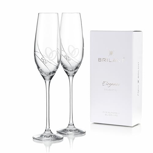 Brilant Gala Champagnergläser mit Swarovski-Kristallen - Gravierte Ringe, Minimalistisches Design - Sektgläser Hochzeit, Sekt Gläser Set, Aperitifgläser für besondere Anlässe 2 Stck Brilant Gala Champagnergläser mit Swarovski-Kristallen - Gravierte Ringe, Minimalistisches Design - Sektgläser Hochzeit, Sekt Gläser Set, Aperitifgläser für besondere Anlässe 2 Stck von Brilant
