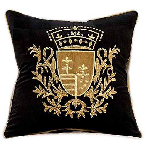 Brillabenny Kissenhülle Luxury Royal Königliche Krone Samt Schwarz und Gold Sofa Möbel Home Yatch Luxus (Schwarz Gold 2) von Brillabenny