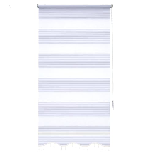 Brillant® Doppelrollo Klemmfix ohne Bohren – 70x200 cm Weiß, Duo Rollo mit Perlenkette – Jalousien Blickdicht & Transparent – Stoffbreite 67 cm – Fenster & Balkon Türen Rollos von Brillant