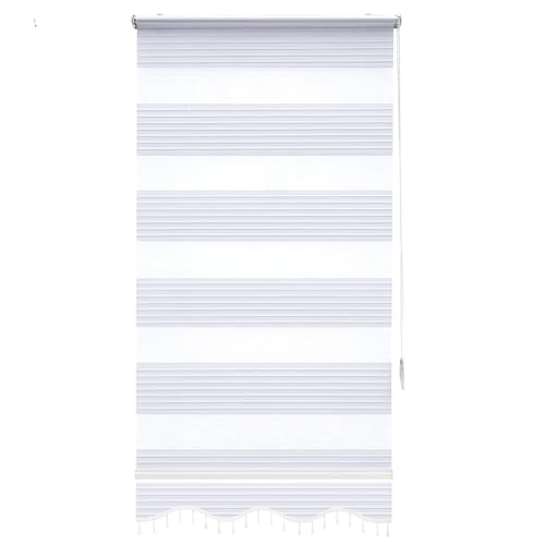 Brillant® Doppelrollo ohne Bohren Klemmfix 110x200cm Weiß – Duo Rollo Zebra mit Streifen – Lichtdurchlässig & Blickdicht – Stoffbreite 107cm – Fensterrollo für Türen & Fenster – Made in Germany von Brillant