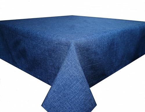 Textil Tischdecke Tischtuch Leinendecke Leinenoptik Lotuseffekt schmutzabweisend Fleckschutz pflegeleicht (Eckig 130 x 340 cm, Blau) von Brillant