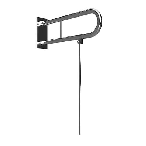 Brillantbad BELP Stützklappgriff in U-Form mit Standfuß Edelstahl gebürstet mit Abdeckung 100x800x866 mm, 120 kg Traglast für Bad & WC >> zum Bohren von Brillantbad