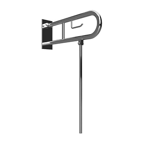 Brillantbad BELP Stützklappgriff in U-Form mit Standfuß & Toliettenpapierhalter Edelstahl poliert mit Abdeckung 100x800x766 mm, 120 kg Traglast für Bad & WC >> zum Bohren von Brillantbad