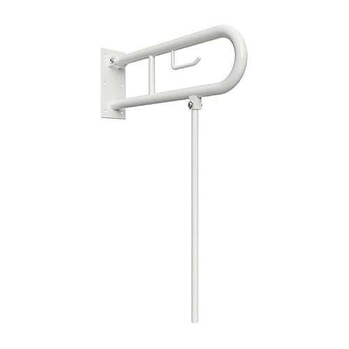 Brillantbad BELP Stützklappgriff in U-Form mit Standfuß & Toliettenpapierhalter Eisen Weiß 100x800x616 mm, 120 kg Traglast für Bad & WC >> zum Bohren von Brillantbad