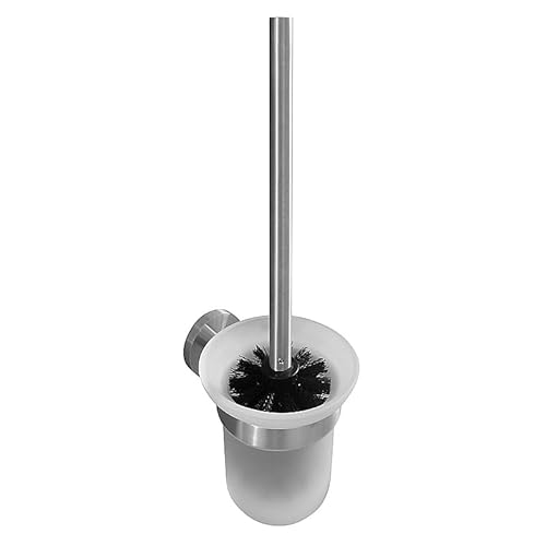 Brillantbad BEO WC-Bürstengarnitur mit Glasbehälter Edelstahl Schwarze Bürste für Bad & WC >> zum Bohren oder Kleben* von Brillantbad