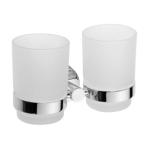 Brillantbad BOMEGA Doppel-Glashalter Messing Chrom poliert für Bad & WC >> zum Bohren oder Kleben* von Brillantbad