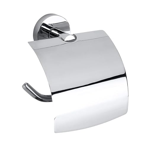 Brillantbad BOMEGA Papierrollenhalter mit Deckel Links Messing Chrom poliert für Bad & WC >> zum Bohren oder Kleben* von Brillantbad