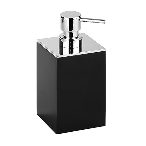Brillantbad MAX Seifenspender Polyresin Messing Chrom Schwarz 75x160x86 mm, 200 ml für Bad & Küche >> freistehend anwendbar von Brillantbad